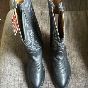 Tony Lama Black Western Embroidered Leather Boots